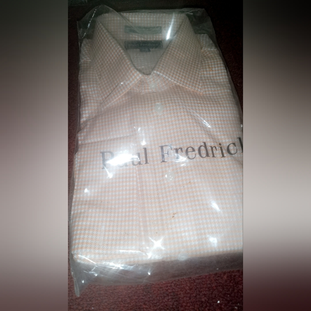 Paul Fredrick Men's Orange Checkered Shirt
